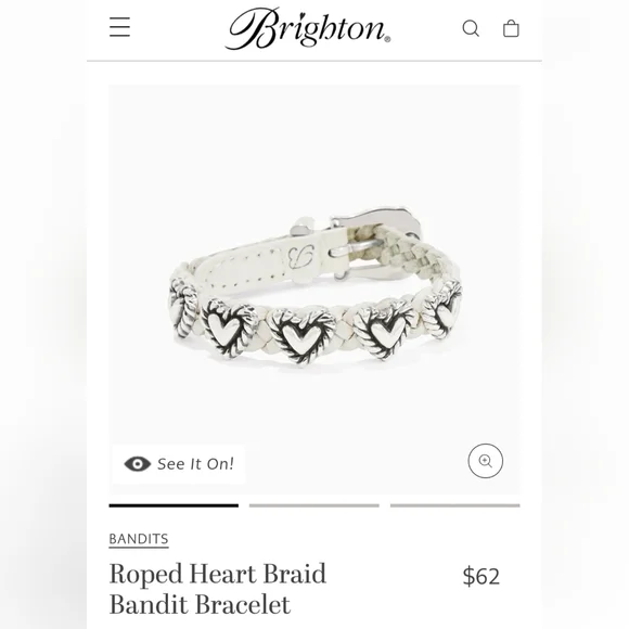 Brighton Vintage Roped Heart Braided Bandit Brown Leather Bracelet NWT - Picture 6 of 6